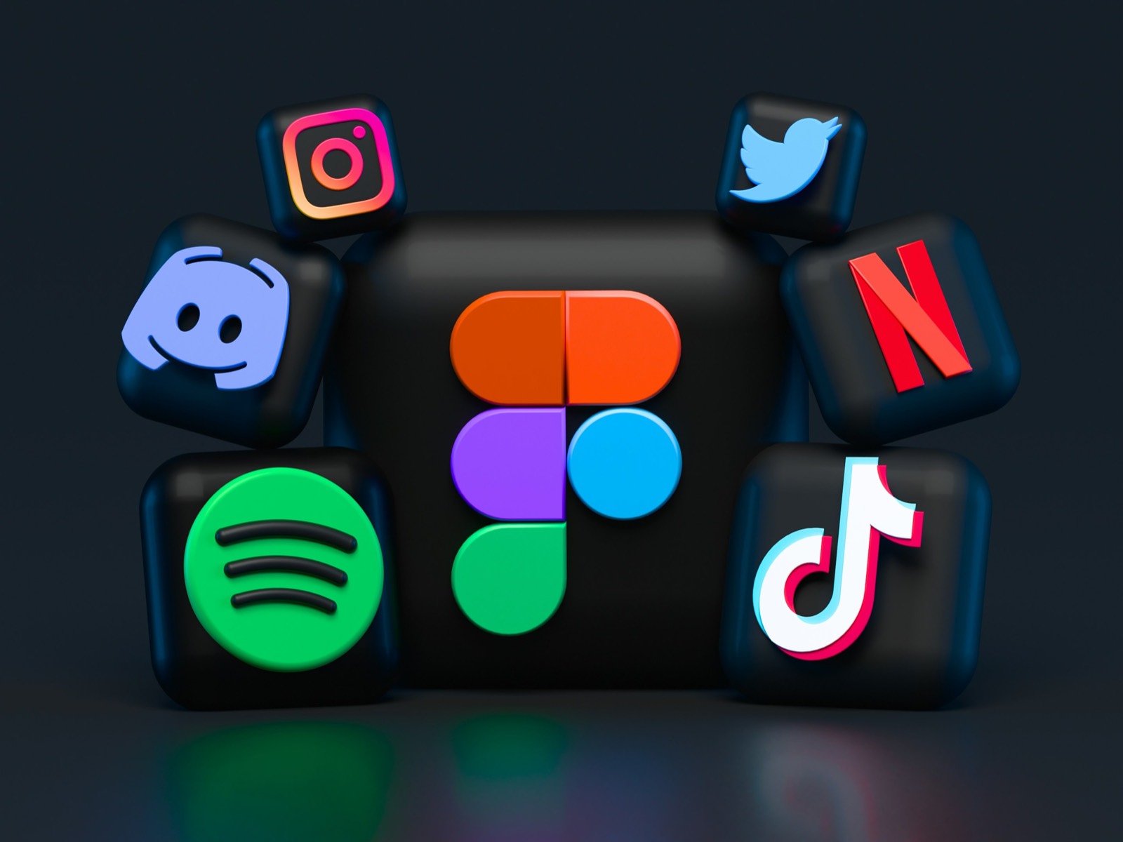 A collection of social media logos on a screen.